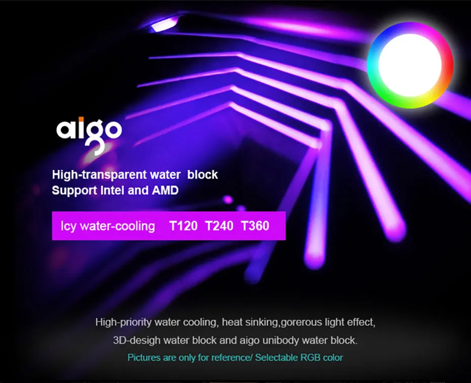 Aigo радиатор водяного охлаждения процессора RGB Жидкий чехол для компьютера кулер cpu тихий 3Pin кулер водяного охлаждения LGA 775/115x/AM2/AM3/AM4
