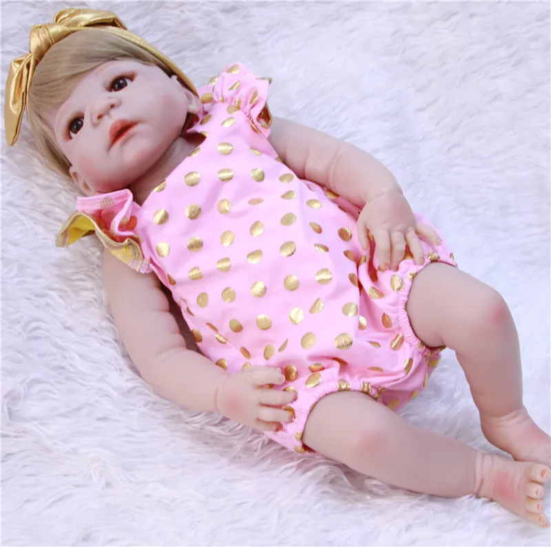55 см полное тело силикона Reborn baby girls Bebe, живой имитация bb Возрожденный силикон кукла подарок на день рождения игрушка