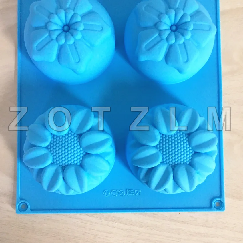 Big Size Flowers Silicone Cake Mold Cookie Candy Mooncake Soap Making Tools Chrysanthemum Sunflower Peach Blossom Shapes GJD062 | Дом и сад