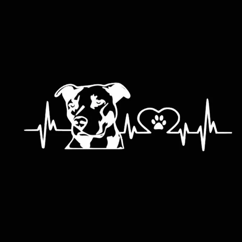 

Sticker 20CM*6.7CM Pitbull Love Heartbeat Lifeline windowtoon Sticker On window Vinyl Stickers and Decals Funny window Styling