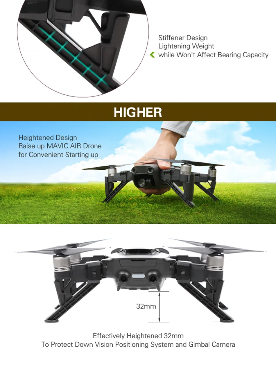 4 шт. Mavic Air Landing gear посадка с высоты ноги Кронштейн Поддержка ноги защитный кожух камеры штатив для DJI Mavic Air