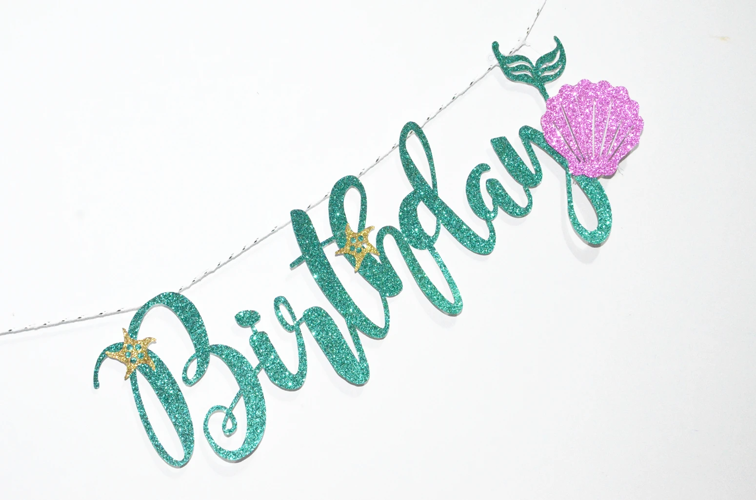 Радуга лимон блеск Русалка с днем рождения баннер под морем Девушка День