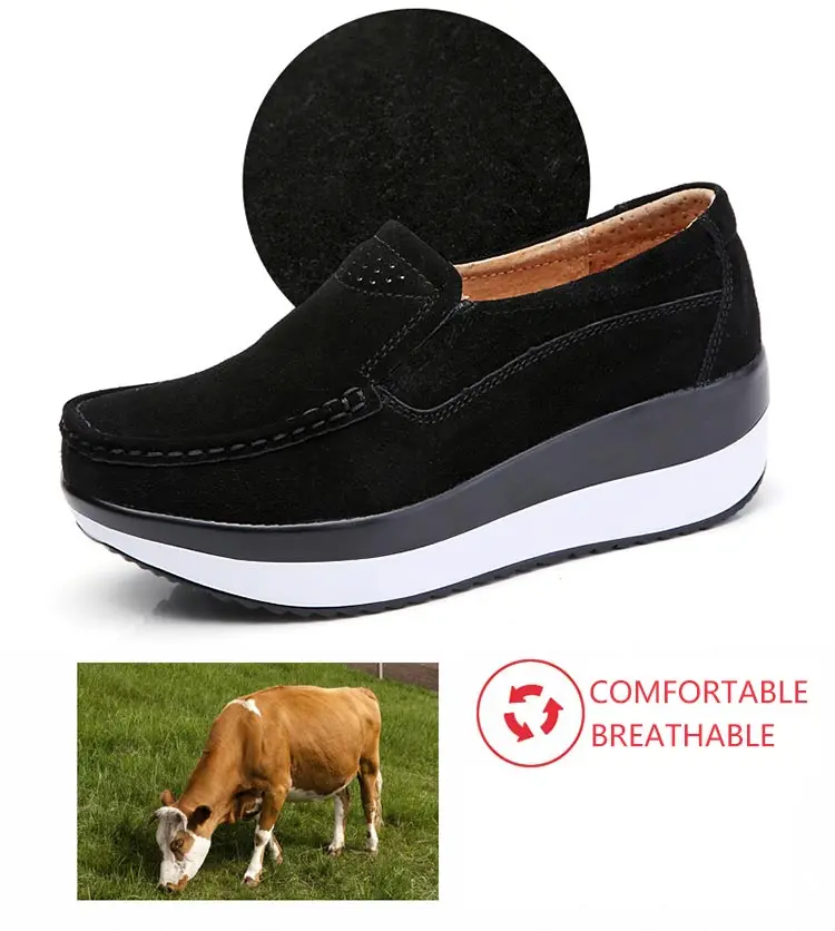 Platform shoes woman fashion sneakers women genuine leather casual women shoes round toe Loafers ladies flat shoes women