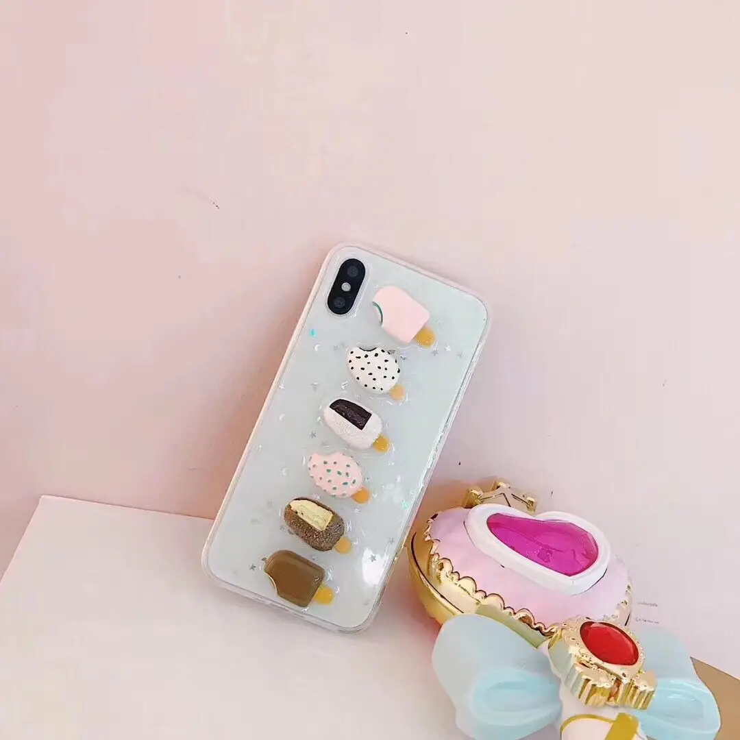 Прекрасный 3D летом мороженое чехол для телефона iPhone 6 S 7 8 плюс Сияющий Блеск