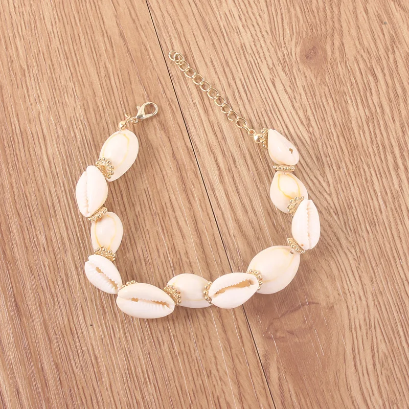 1 Pcs Bohemian Female Bracelets Leaf Pearl Pendant Shell Gold Bracelet Exquisite Women Dance Party Jewelry Wear | Украшения и
