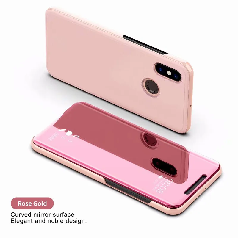 Pink Умный зеркальный чехол для телефона с функцией подставки для redmi note7 S2 4A note6 note5 note4/для xiaomi max2 max3 mix2 mi6 mi8 - Цвет: Pink
