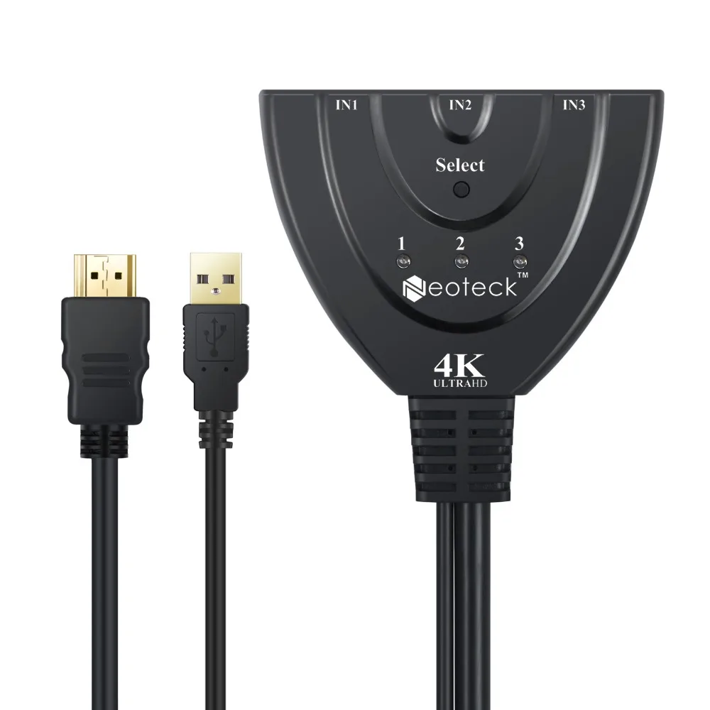 ESYNiC 3 в 1, 4 K 3D 1.4b HDMI преключатель+ USB Мощность кабель Поддержка, поддержка нескольких Вход источников для dvd-бокс PS3 PS4 3 Порты и разъёмы коммутатор