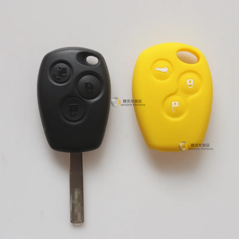 Yellow key bag Smart Fortwo Forfour 453 Цветной силиконовый чехол для ключей, автомобильные аксессуары для дистанционного управления, брелок с сигнализацией, прямое кольцо для ключей с логотипом - Название цвета: Yellow key bag