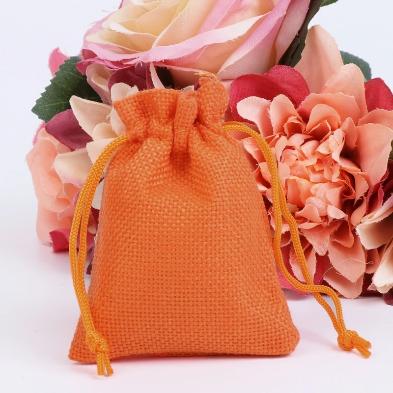 50 шт винтажный натуральный джут Hessian Drawstring мешок мешковины свадебный подарок мешок