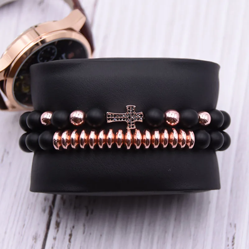 Популярные матовые черные браслеты с бусинами 8 мм для мужчин и женщин 2 шт./компл.