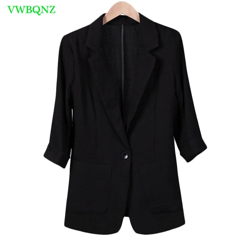

Spring Autumn New Slim Fit Blazer Women Formal Jackets Office Work Seven sleeves Blazers White Plus size Ladies Blazers 7XL A705