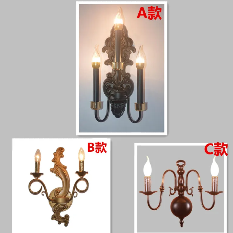 Кованая Железная настенная лампа в виде свечи с 3 головками американский
