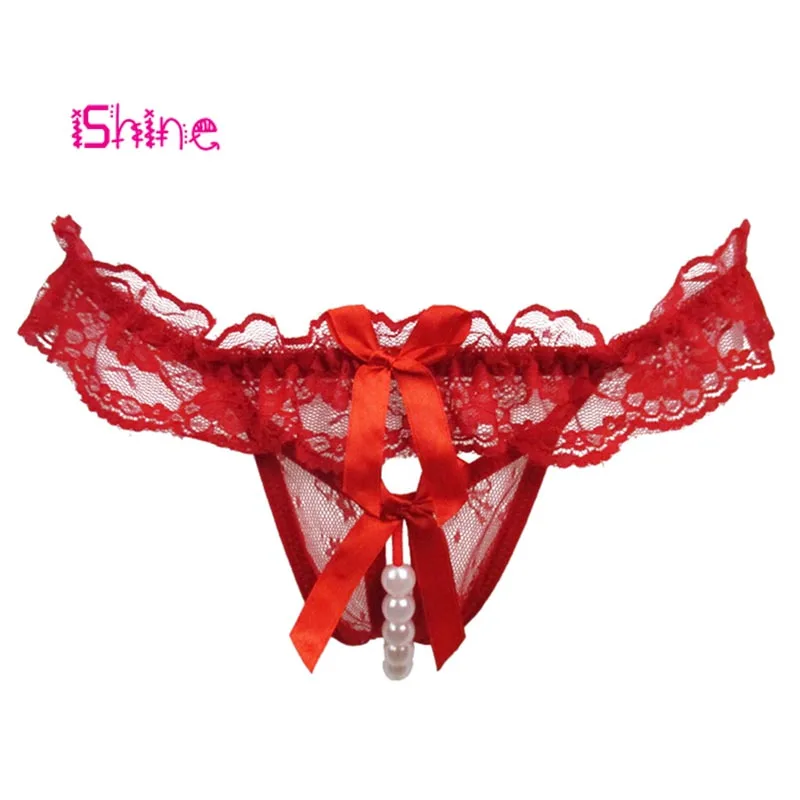 red Ishine, сексуальные женские стринги, трусики, кружева, низкая талия, Perles, стринги, нижнее белье, трусики, интимные бикини, нижнее белье, бесшовное - Цвет: red
