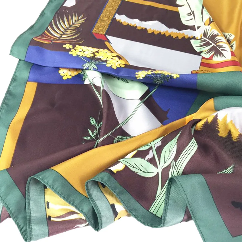 

Yishine 70x70CM 3 Colors Women Polyester Silk Scarf Sexy Cartoon Giraffe Prints Summer Satin Long Wraps Rhombic Scarves Shawl