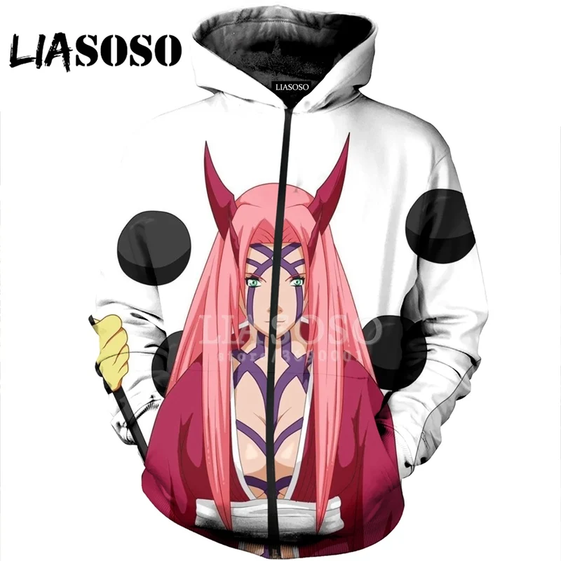 LIASOSO 3D принт для женщин мужчин аниме Наруто Кагуя Otsutsuki сексуальная обувь для девочек с капюшоном пуловер толстовки кофты куртка на молнии X1132