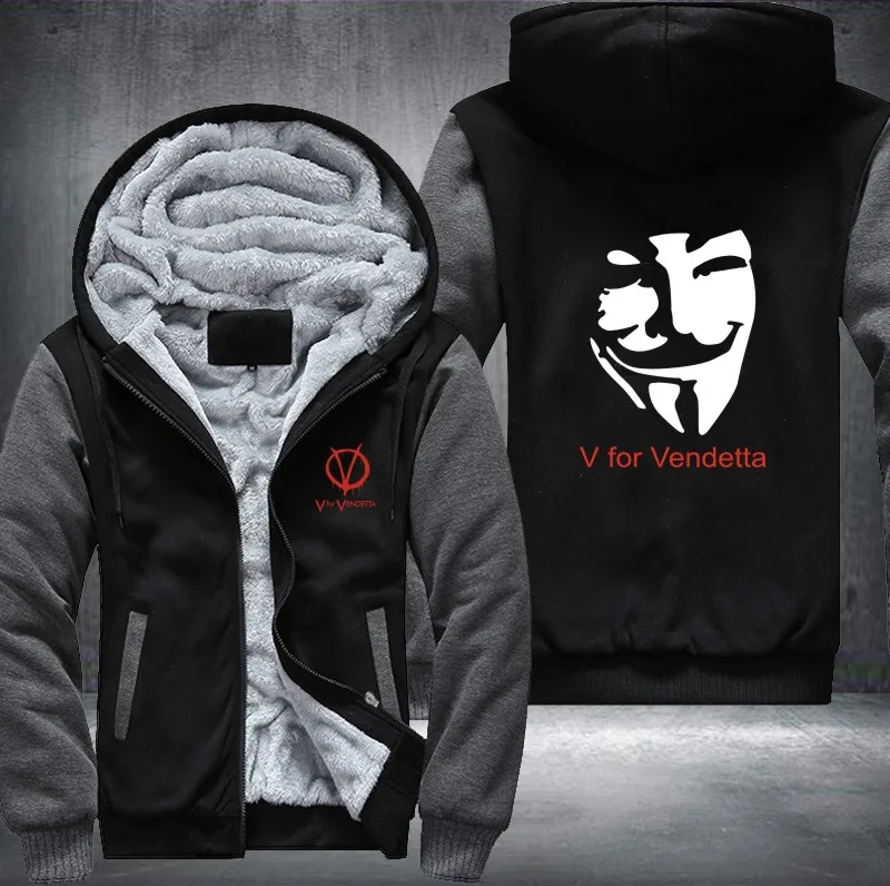 Новые Зимние V for Vendetta маска рейнджеров мужские толстовки с капюшоном утепленные