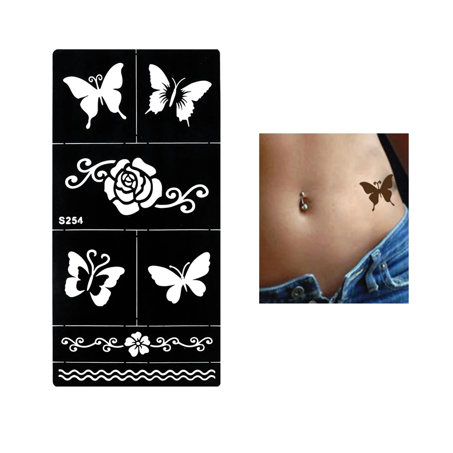 1 шт. красивая бабочка цветок искусственная татуировка женский боди арт шаблон