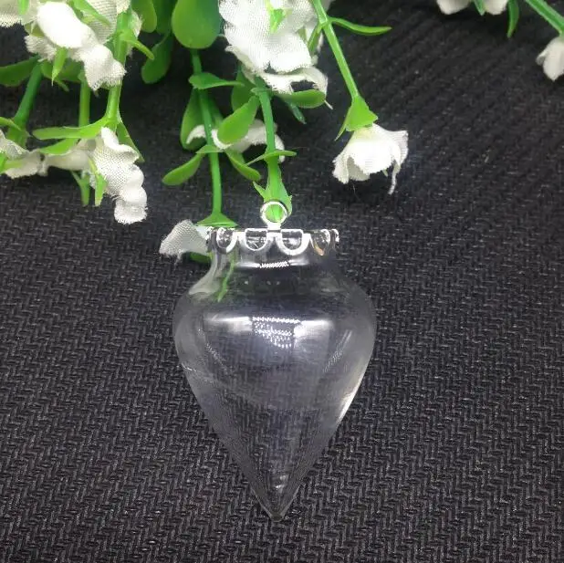 

30set 38x15mm heart dropwater tear shape clear glass bubble bottle pendant with flat crown tray for diy necklace accessories
