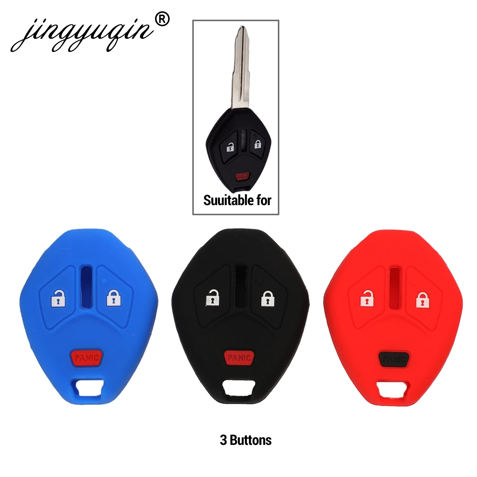 jingyuqin Silicone Skin Protect Holder for Mitsubishi Eclipse Galant Lancer Raider Endeavor Outlander Remote Key fob Cover Case |