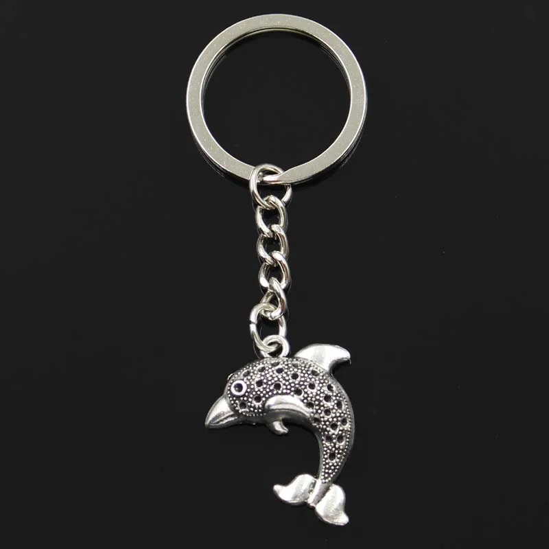 Модный брелок для ключей Dolphin Ocean Sea 33x26 мм металлическая цепь серебристый цвет