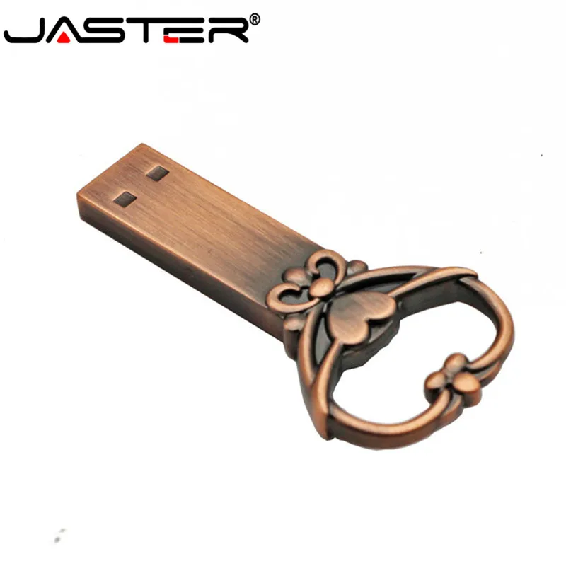 JASTER старинный медный ключ USB 2,0 накопитель 4 ГБ/8 ГБ/USB/16 ГБ/32 ГБ USB 2,0 фотография Память Диск сувенир