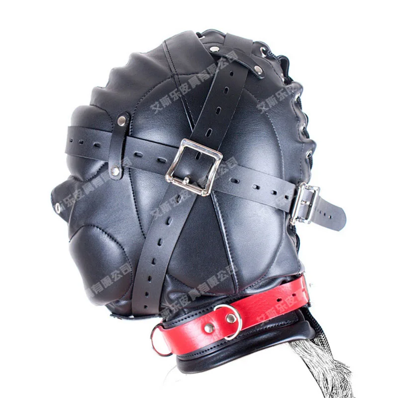 Black PU Leather Fully Enclosed Bondage Hood Headgear Adult Games Bdsm Fetish Restraints Tools Sex Products Head Harness Mask | Красота и