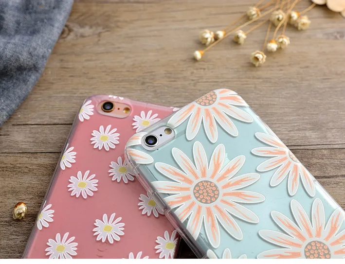 Через цвет дейзи 3D Рельеф Чехол Для iPhone 6 S 4.7 &quot6 s Плюс 5.5&quot мягкие силиконовые