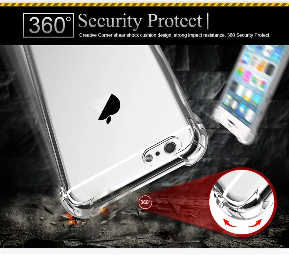 Силиконовый ударопрочный Прозрачный чехол для iphone XS Max XR X 8 7 6 6S Plus прозрачный