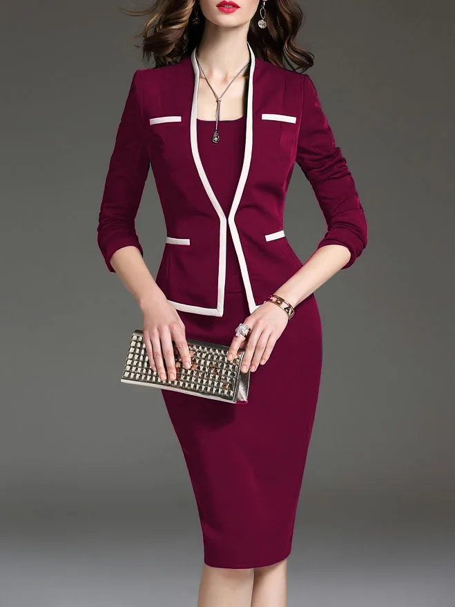 Женское облегающее платье костюм плюс размера комплект из 2 предметов офисная