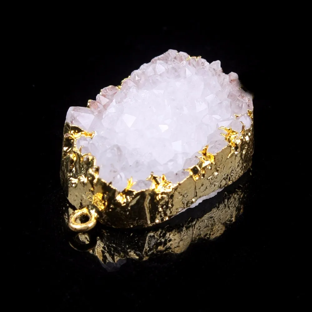 Женский синий натуральный Друза Камень Кулон драгоценный камень заявление натуральный камень кулон ожерелье
