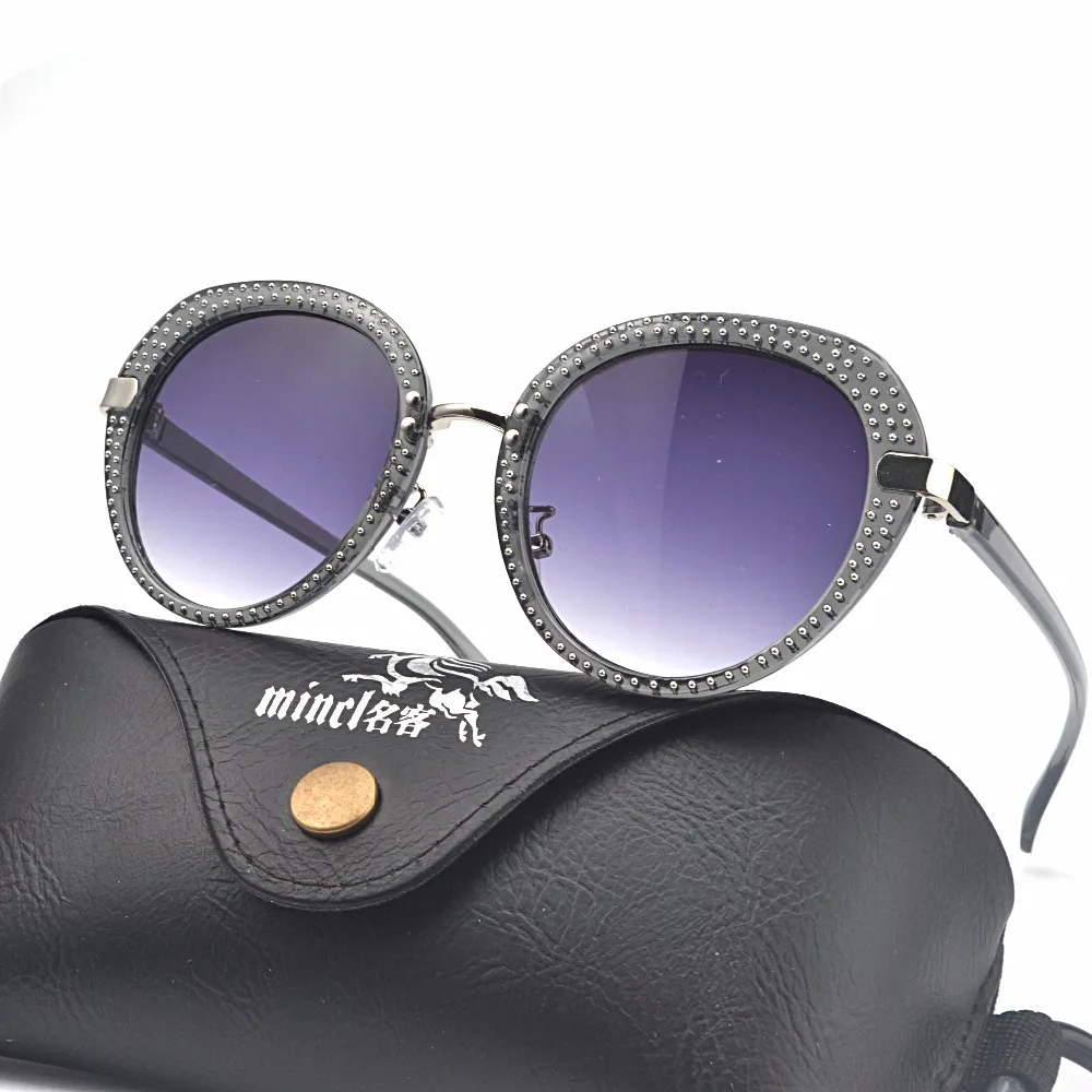 2018 модные Круглые Солнцезащитные очки женские блестящие в алмазной