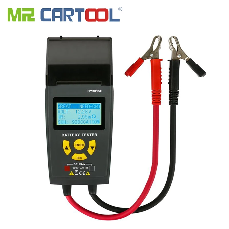 Автомобильный тестер батареи с принтом 12 В 24 в анализатор свинцово кислотный