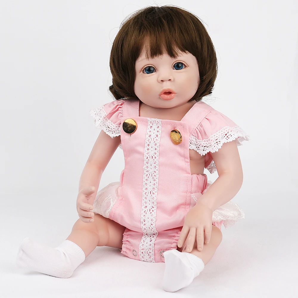 NPKDOLL Reborn Baby Doll 19 дюймов коричневые волосы парики полностью Мягкие силиконовые