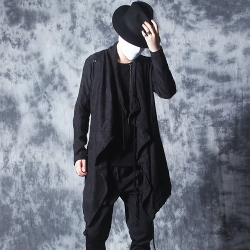 Черный New Windbreaker Men's Long Dark Black Wizard Cloak Coat Robes Trench Coat Men Mens Gothic Fashion Rompeviento Larga Hombre - Цвет: Черный