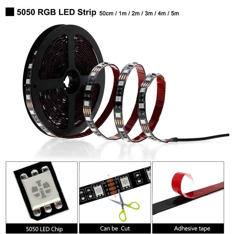 HKZZI Bluetooth Светодиодная лента 5050 RGB USB 5V водонепроницаемый 0 5 M-5 M wifi световая ТВ