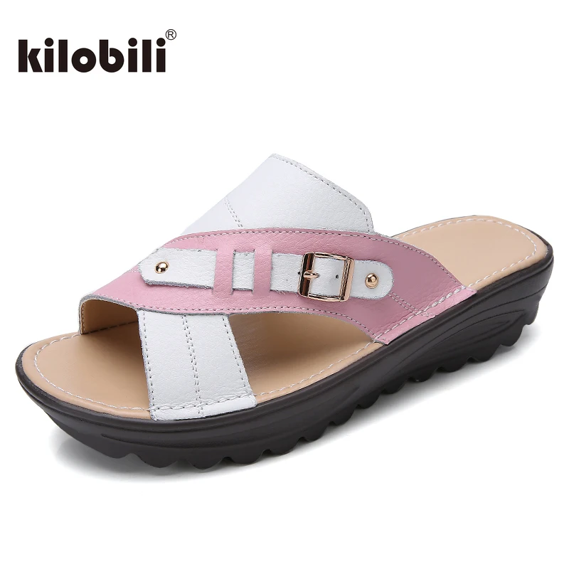 Kilobili/2019 г. женские Вьетнамки Босоножки на платформе летние шлепанцы сандалии с