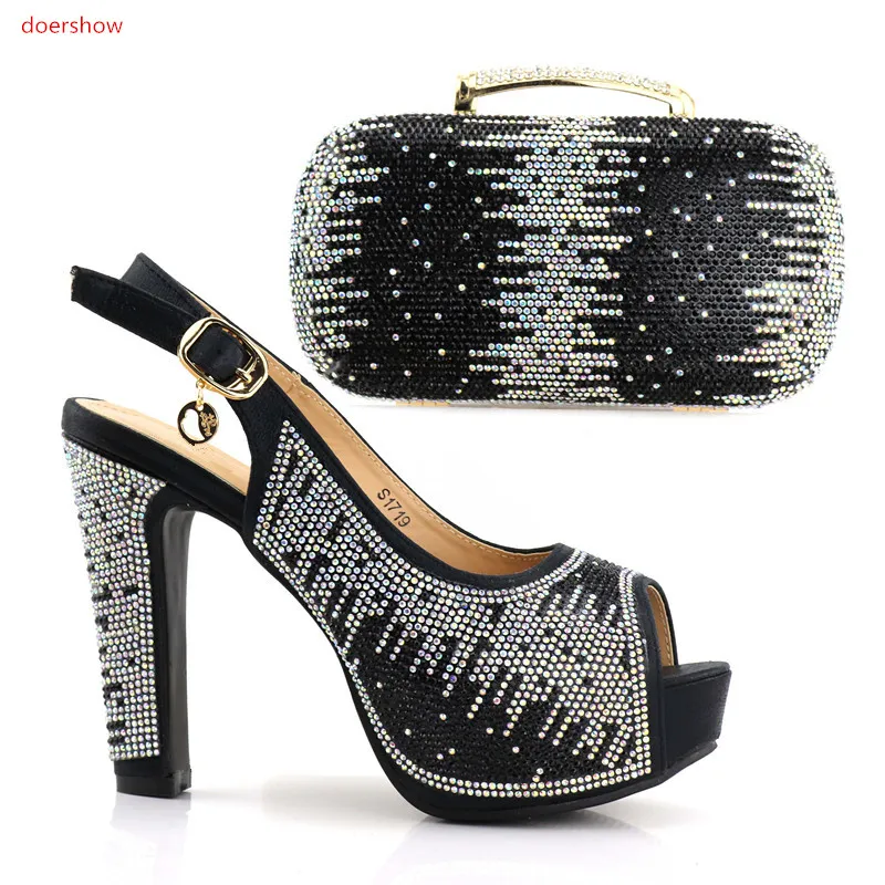 

doershow new comeMatching Women Shoe and Bag Set Decorated with Rhinestone Nigerian Shoes and Bag Set Italy Shoes and Bag JJC1-9