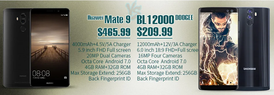 DOOGEE BL12000 смартфон 12000 мАч superbattery 6," 18:9 MT6750T Восьмиядерный 16 МП 4 камеры 4 ГБ 32 ГБ Android 7,0 мобильный телефон 4G