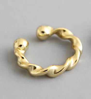 Gold Color 1 PC F.I.N.S трендовая 925 пробы Серебряная Ушная манжета Корейская мода Твист S925 Серебряные Клипсы Серьги без пирсинга хорошее ювелирное изделие - Окраска металла: Gold Color 1 PC