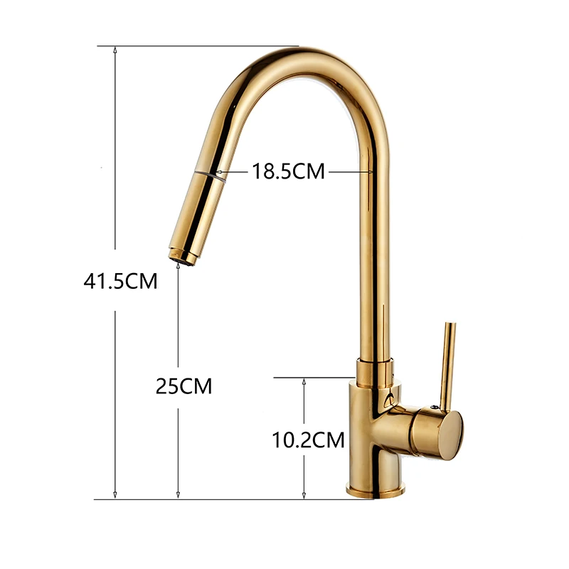 Роскошный Золотой кухонный кран с одной ручкой выдвижной опрыскиватель