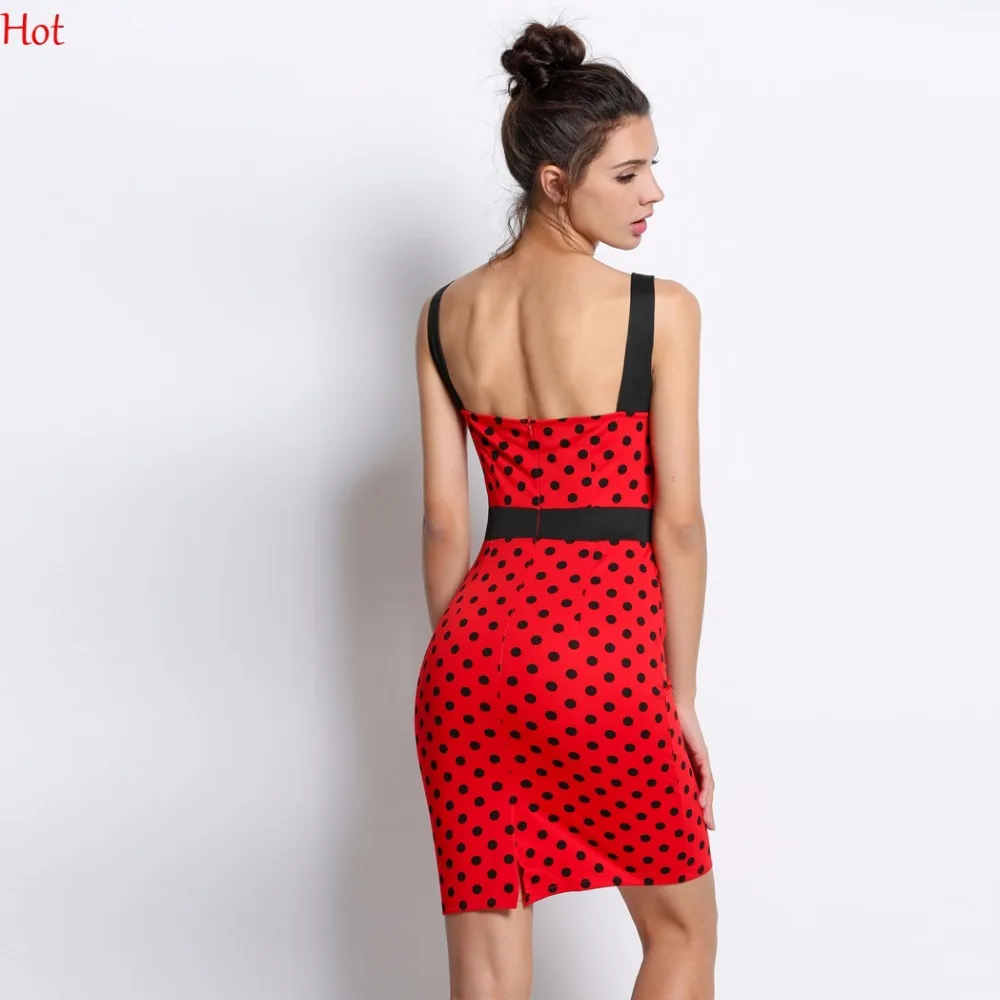 Женские Ретро Платья для женщин рокабилли Bodycon платье в горошек с принтом плюс