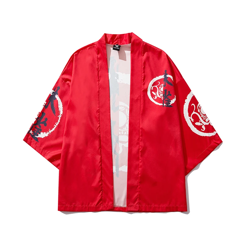 Summer Men New Chinese character Kimono Cardigan Jackets personality Japanese Printed Streetwear Clothing male Jacket Coats | Мужская