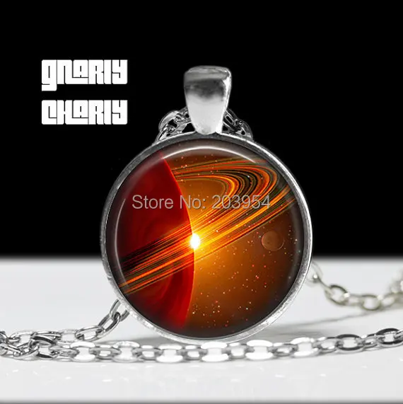 

Steampunk handmade movie Saturn Universe Hipster moon planet mens chain Necklace 1pcs/lot bronze or steel Glass Pendant jewelry