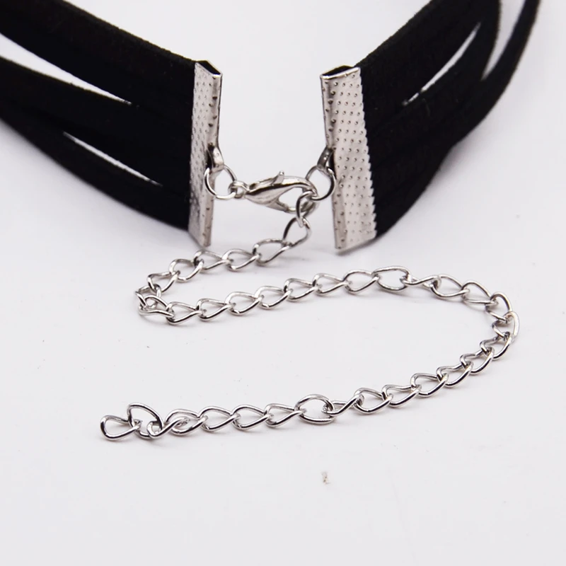 Ожерелье из черной замши многослойное кожаное бархатное ожерелье ювелирные