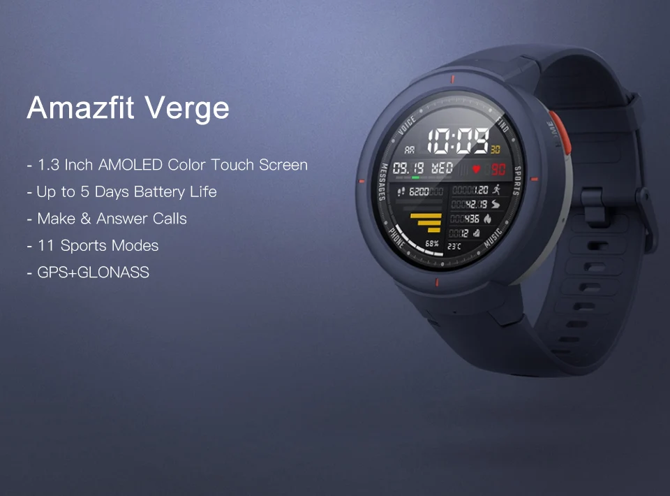 Глобальная версия Hua mi AMAZFIT Verge 3 gps умные часы IP68 AMOLED экран ответ на звонки умные часы мульти спортивные для mi 8