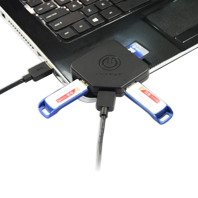 IOCREST тонкий 2 порта USB 3,0 концентратор с SD MicroSD кард-ридер вялый запас