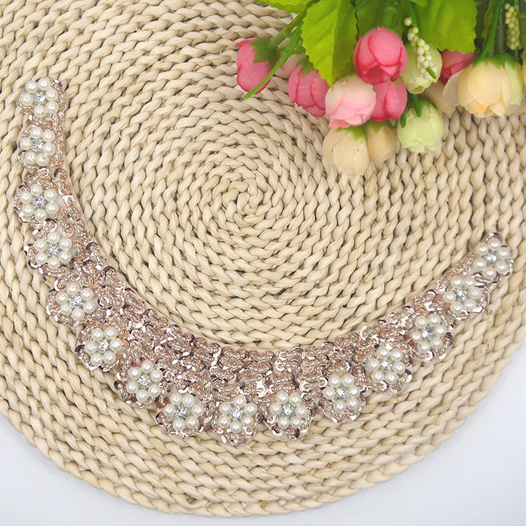 Круглый Высокое качество ручной работы из бисера кристалл аппликация цветок для