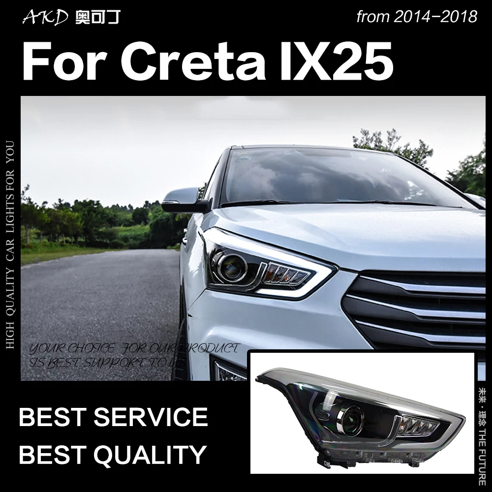 AKD автомобильный Стайлинг Головной фонарь для hyundai Creta фары- IX25 светодиодный фары DRL Hid Bi Xenon авто аксессуары