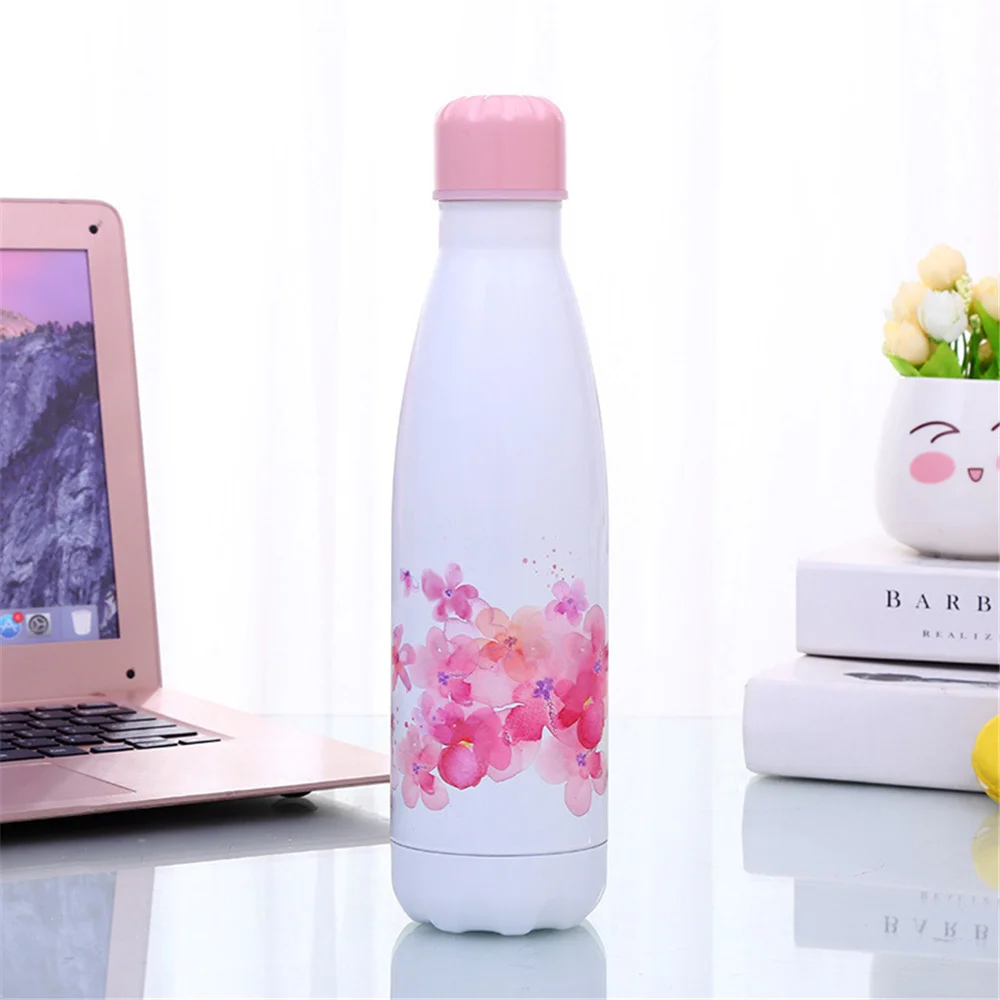Цветочный бутылка для воды BPA бесплатно из нержавеющей стали пивной чай кофе