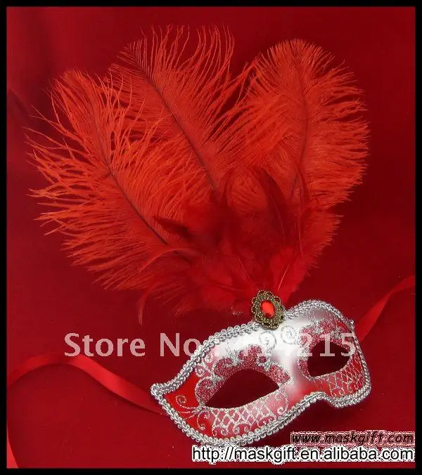 13 дюймов Бесплатная доставка Красивая красная и серебряная Венецианская маска